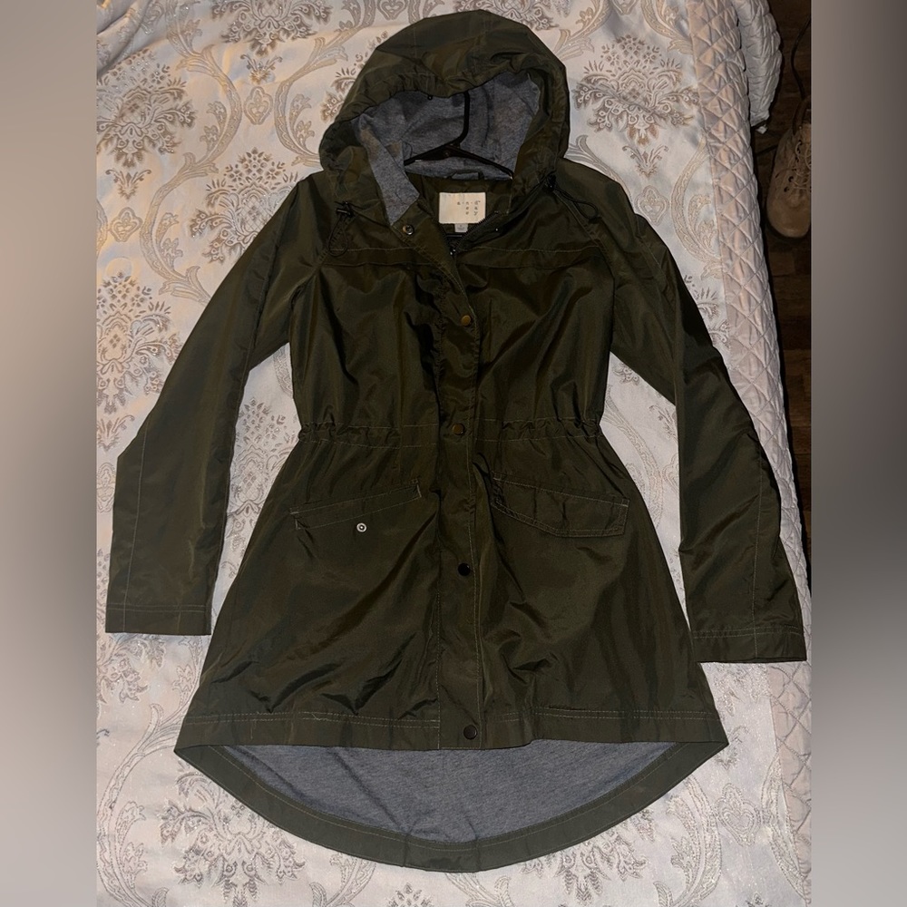 A NEW DAY Small Dark Green Rain Jacket